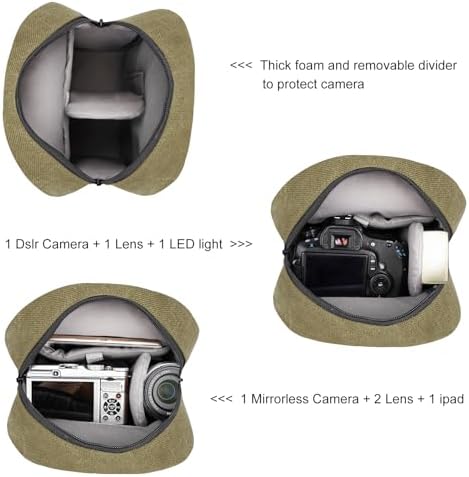 TULLIO Camera Bag Small, Crossbody Camera Bag Purse Waterproof Canvas Shoulder Photo Case Photography Sling Bag for Mirrorless or DSLR SLR - Image 4