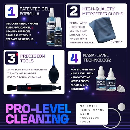 ULTRAVUE’s Ultimate Camera Lens Cleaning Kit –Camera Lens Cleaner, Lens Pen, Fog Stopper, and Microfiber Cloths - Camera Cleaning Kit - Lens Blower for DSLR & Digital Camera Accessories Camera Kit - Image 4